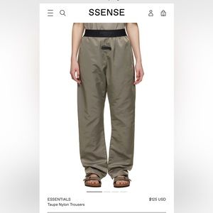 Essentials fear of god dessert taupe nylon pants